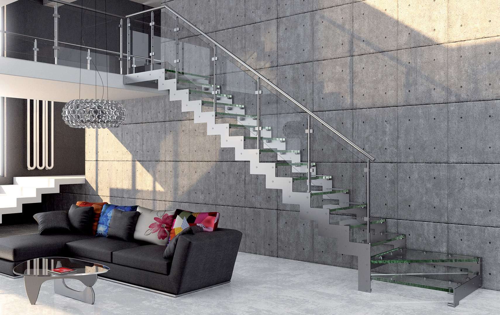 лестница металлическая в интерьере дома