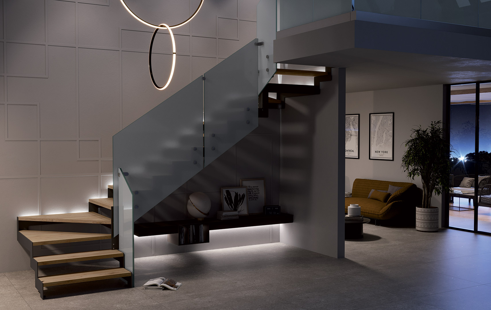 Rexal LED Tech , Escalier moderne avec led escalier design