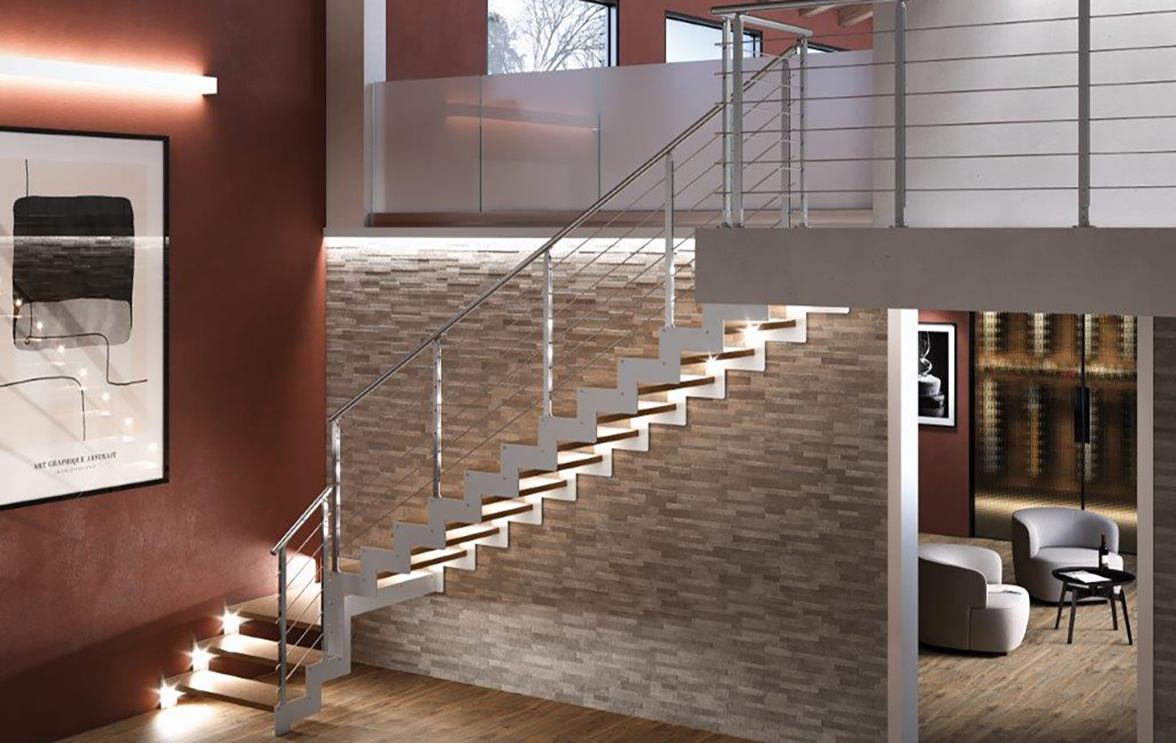 Rexal LED Tech , Escalier moderne avec led escalier design